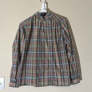 Vintage VTG Kenneth Gordon Multicolor Plaid USA Made‎ Retford Button Up Shirt 12